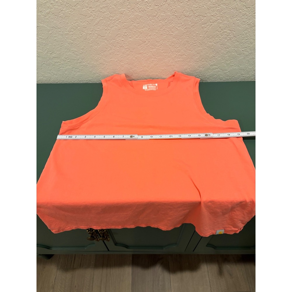 Carhartt Relaxed Fit Muscle Tank Top Neon Coral Orange Sleeveless Shirt Large - Picture 4 of 5